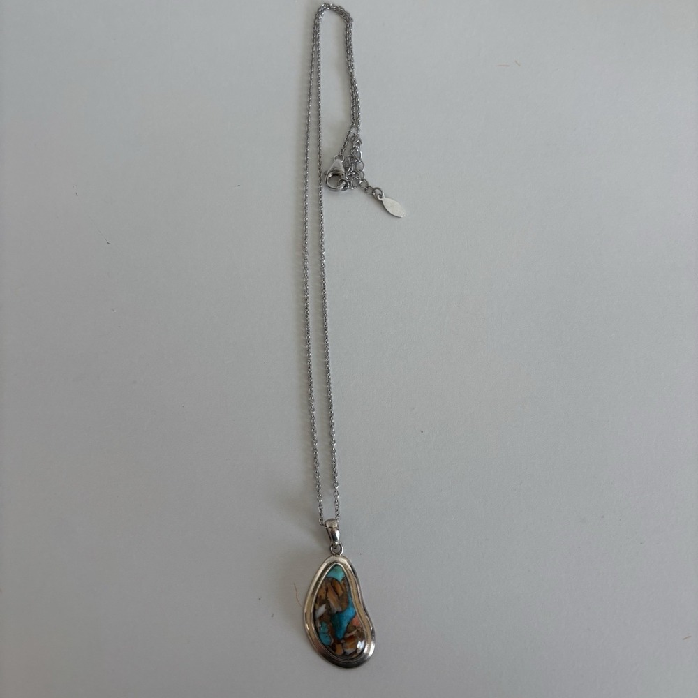 Jewelry TV Southwest Style Blended Turquoise & Spiny Oyster Shell Rhodium